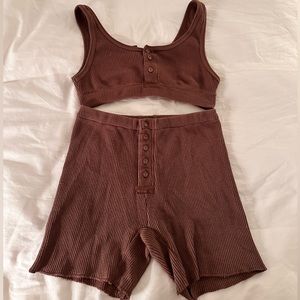 SKIMS Waffle Knit Shorts and Bra Set